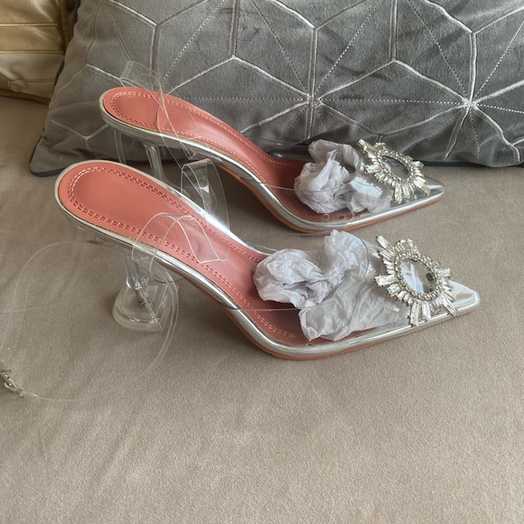 Slinback strap Transparent PVC upper with Crystal embellished Size 7.5/38 - Picture 3 of 11